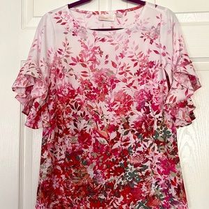 BELLE BY KIM GRAVEL WILDFLOWER RUFFLE ELBOW SLEEVE BLOUSE - NWOT